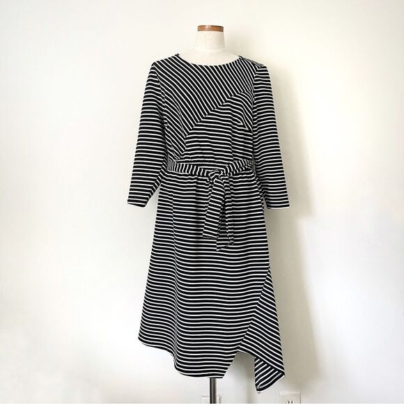 Lane Bryant Plus size 14/16 striped midi dress with belt NWT - Picture 2 of 6